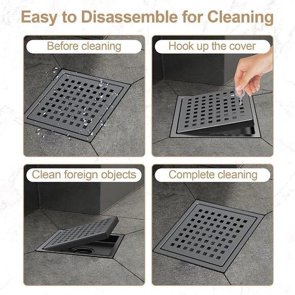 4INCH Stainless Steel Square Shower Drain with Flange-Shower Floor Drain - Picture 7 of 8